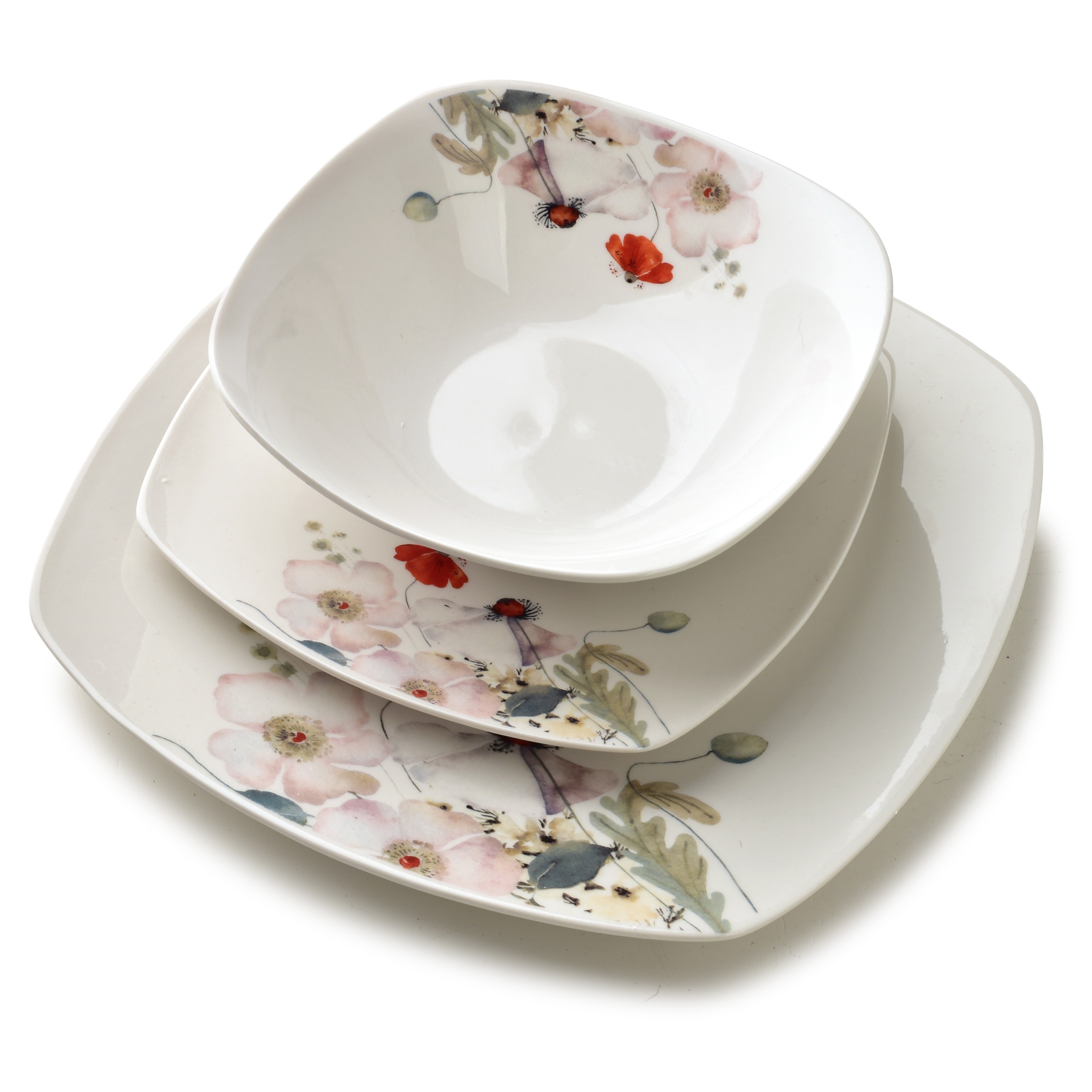 Jídelní souprava porcelánová Mondex Lea Light 16,5/18/24 cm květy 18 ks