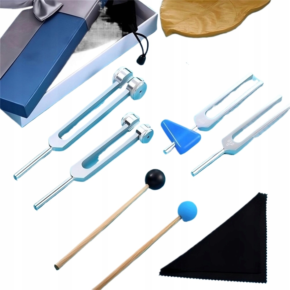 4x Bioakustický Kamerton 128-512 Hz Terapie Zvukem Stres Čakra Aluminum