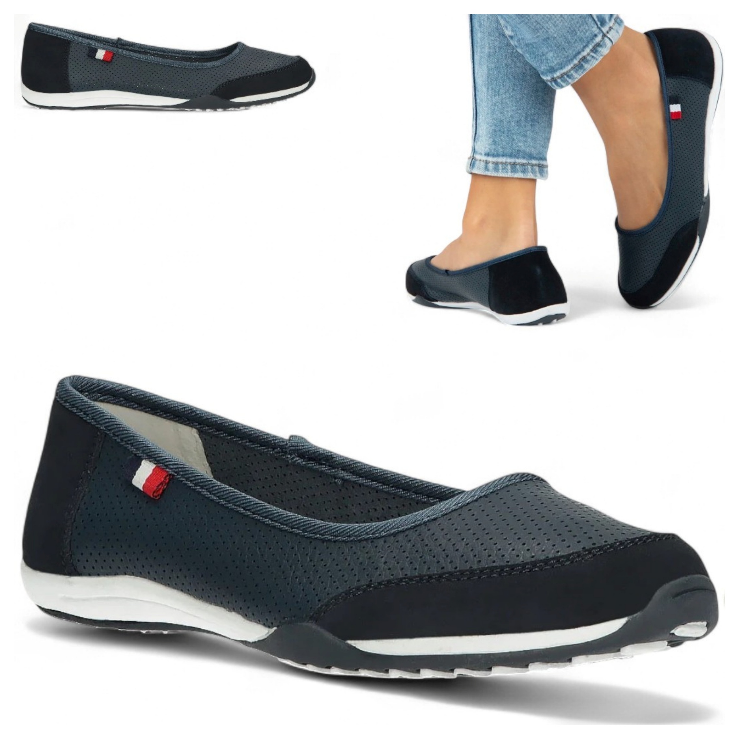 Filippo 39 Prodyšné kožené sportovní baleríny Letní ploché boty