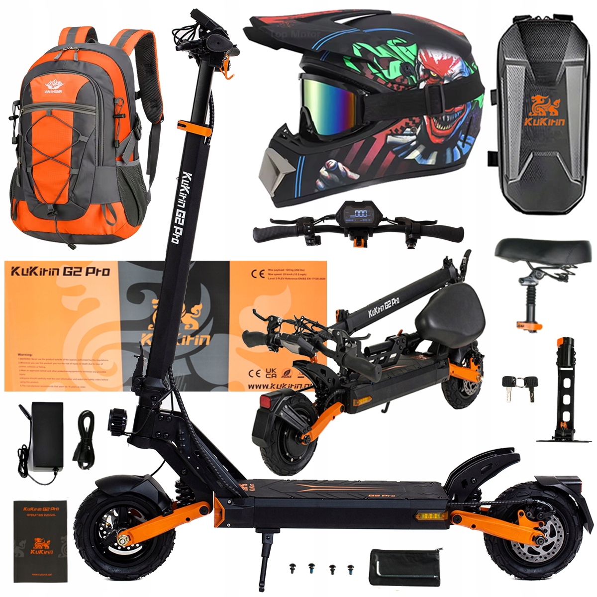 Składany Pojazd Elektryczny Kukirin G2 Pro 1000W 48V 15.6AH 45KM/H +Prezent