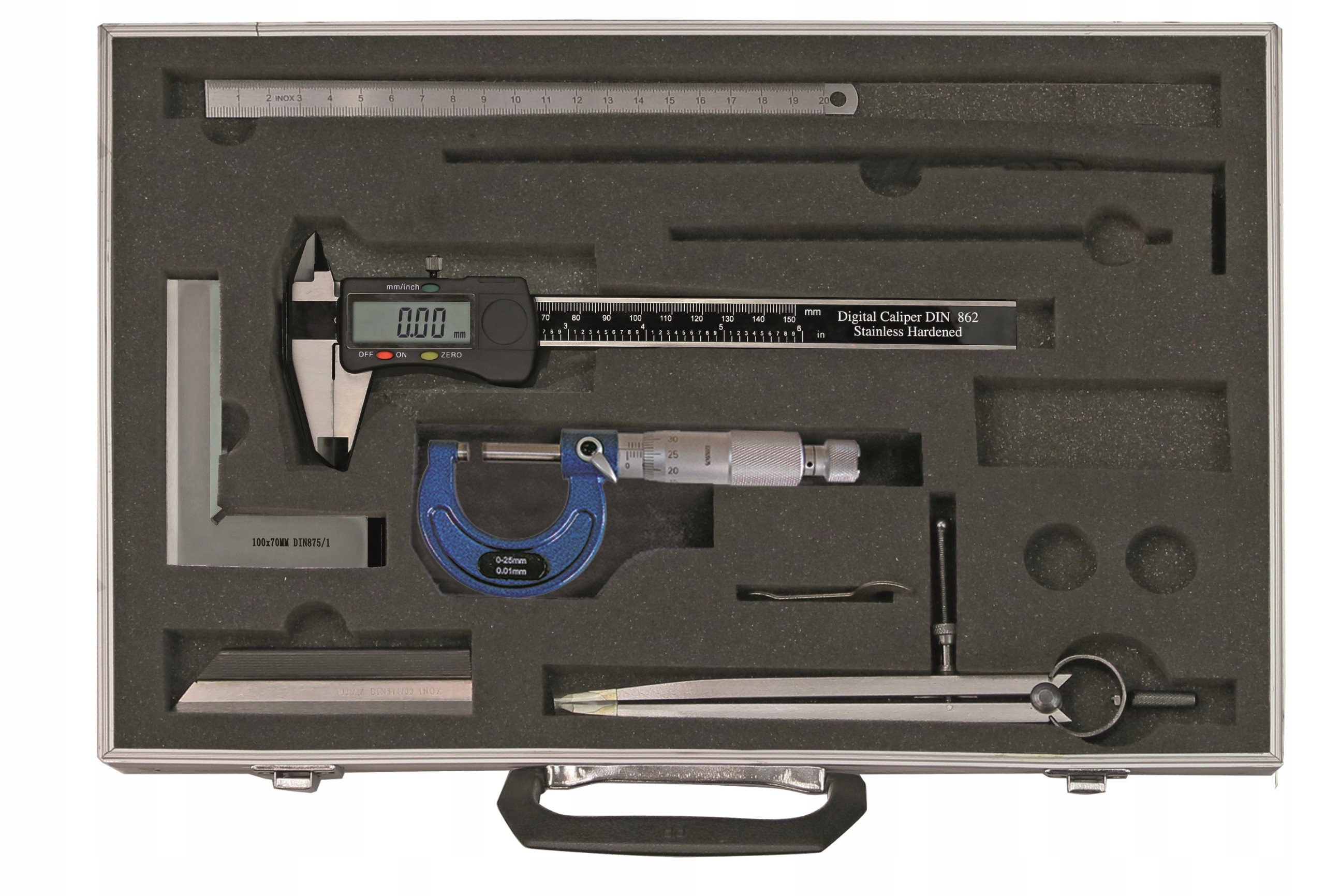 Mikrometr 0-25 Úhelník 100 x 70 Llinil 874/0 150 Posuvník 150 x 40