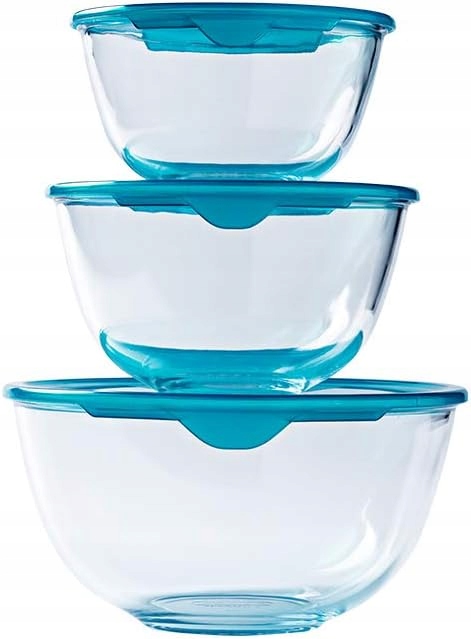 Pyrex Skleněné misky s víčky – 3 ks Nádobky Na Skladování
