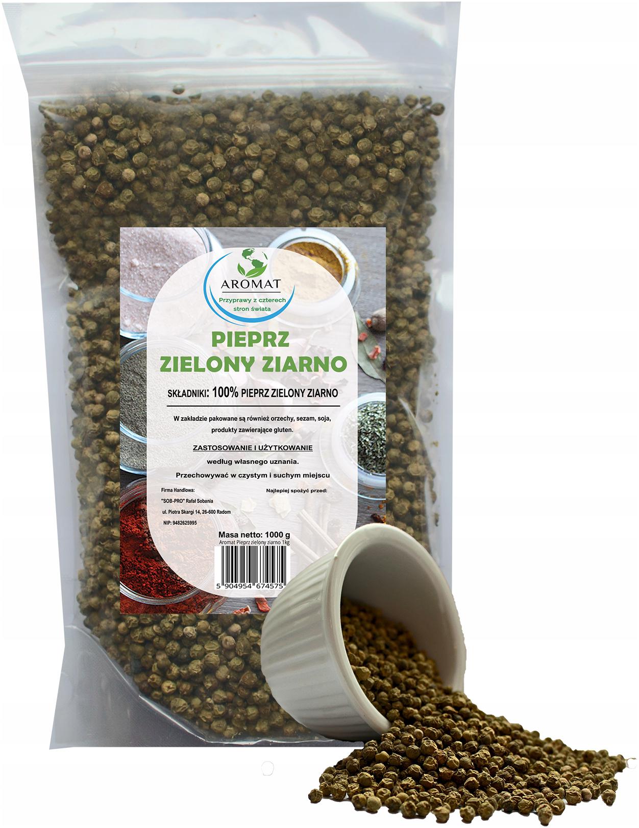 Zelený Pepř Zrno 1000G Aromatický Přírodní Zrnitý 1KG