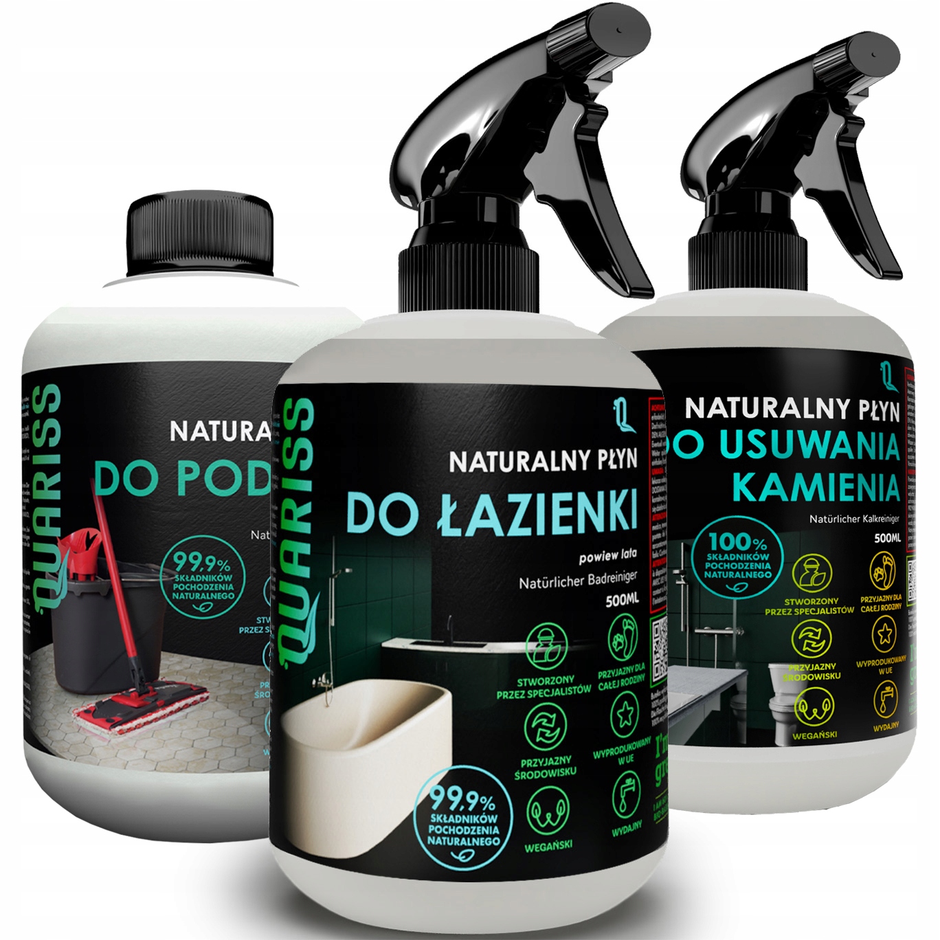 Tekutý přípravek na úklid koupelny Odstraňování vodního kamene Mytí podlah Eko 3x500 ml