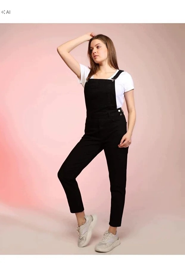 Černý Hladký Dámský Overal V Minimalistickém Stylu 40 5IA