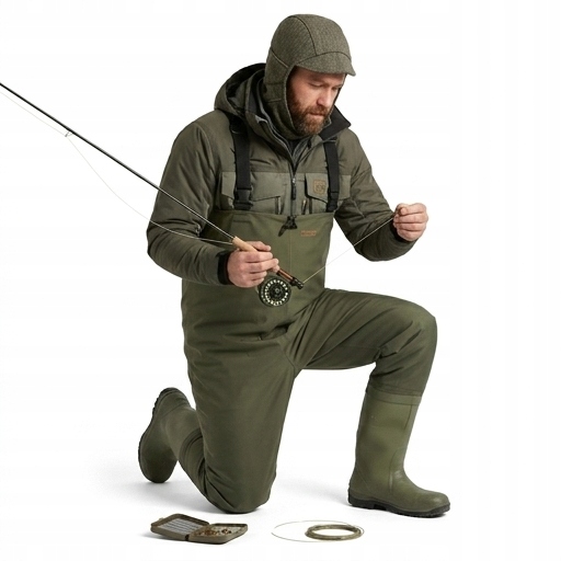 Spodniobuty Wędkarskie Dunlop Wysokie Spodnie Wodery Szelki Regulowane