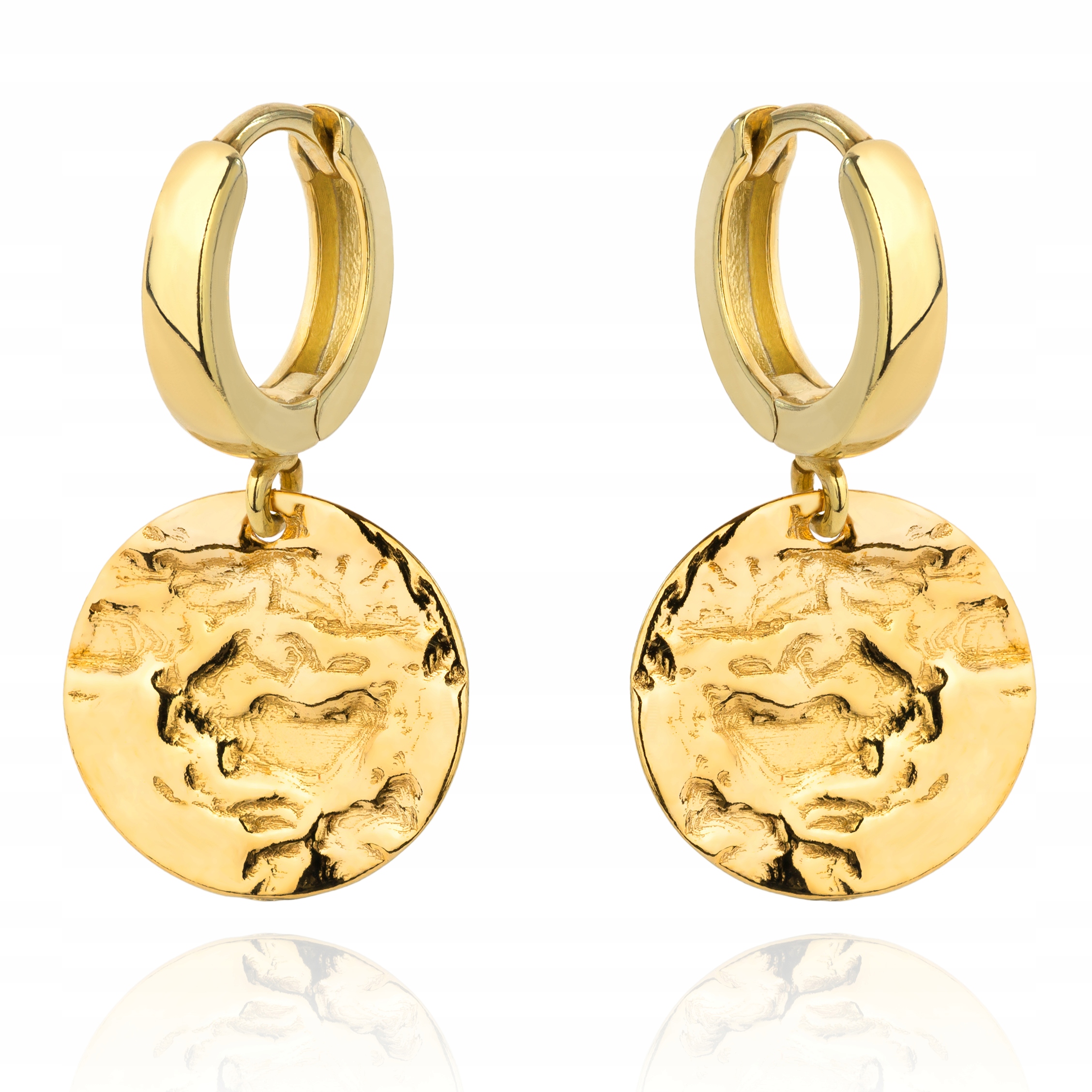 Náušnice závěsné stříbro pozlacené kruhem etnická kolečka stříbro pozlacené