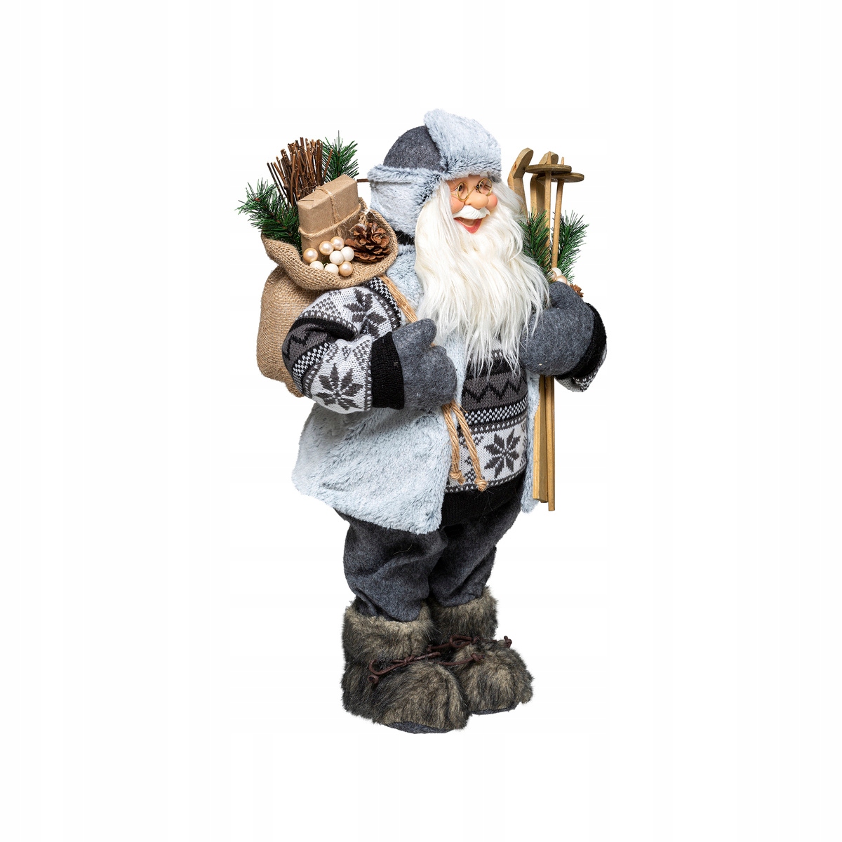 

Święty Mikołaj z nartami Duży dekoracja świąteczna