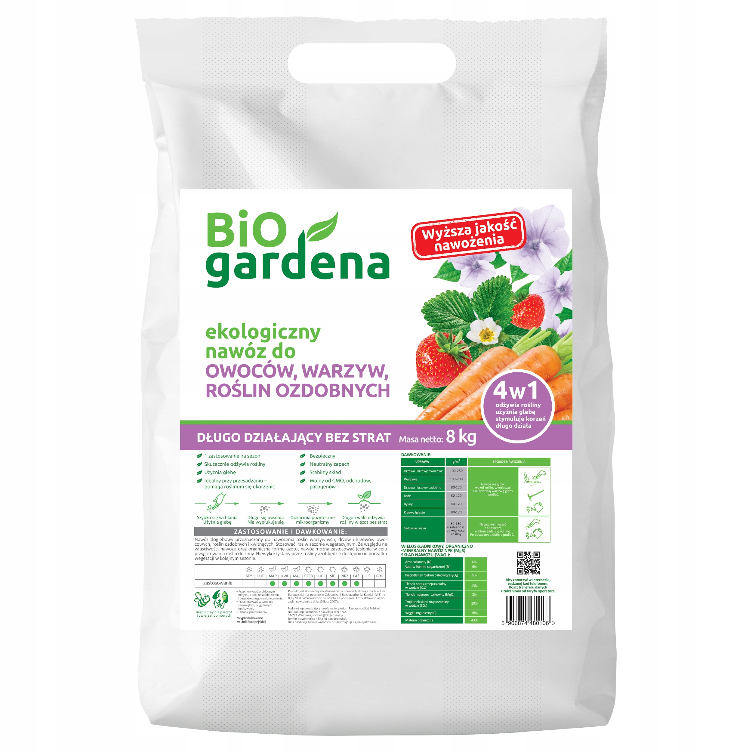 BioGardena Bio Přírodní Hnojivo Pro Zeleniny A Plody Keřů 8 kg