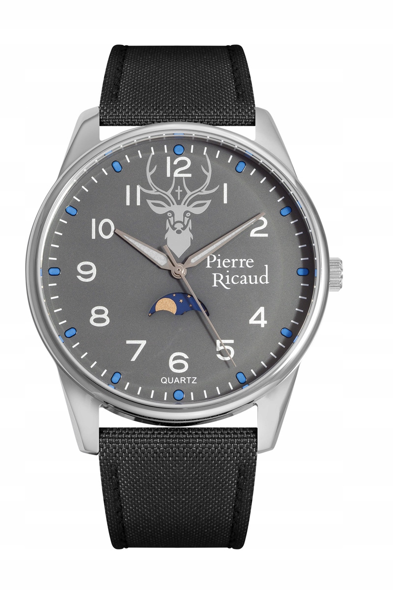 Lovecké hodinky Pierre Ricaud jelen fáze měsíce šedé