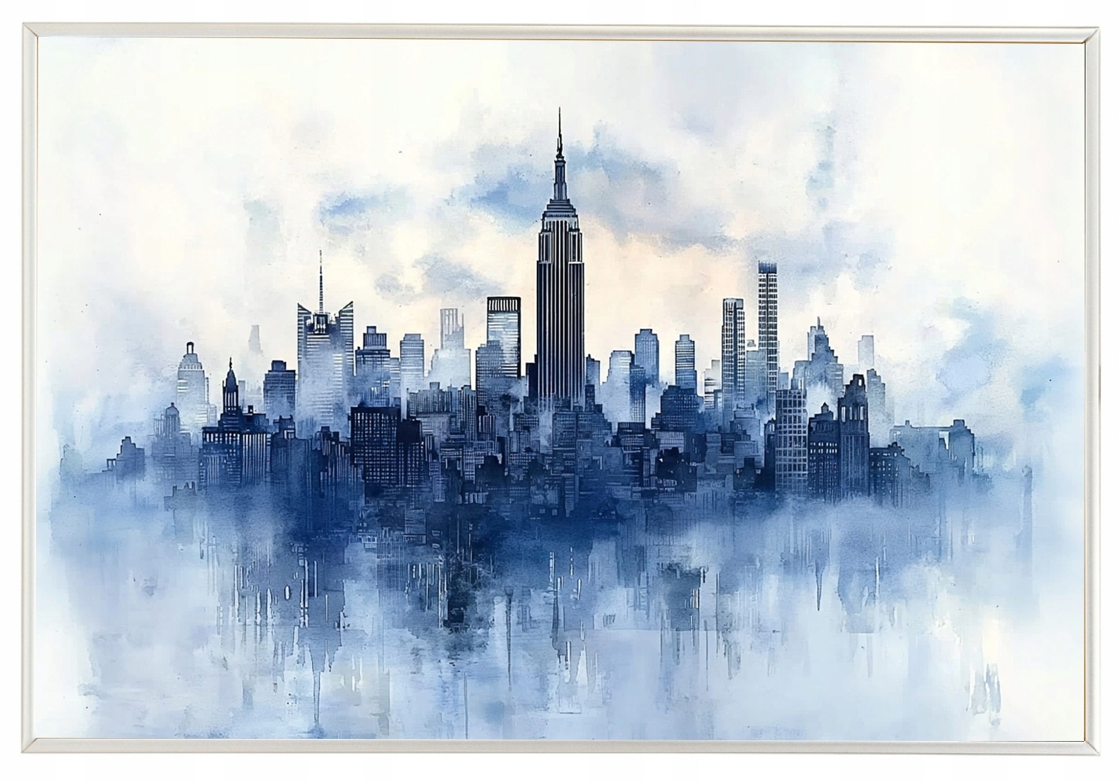 Plakát Rámeček Rámem New York Manhattan Mrakodrapy Skyline Modrý 60x40