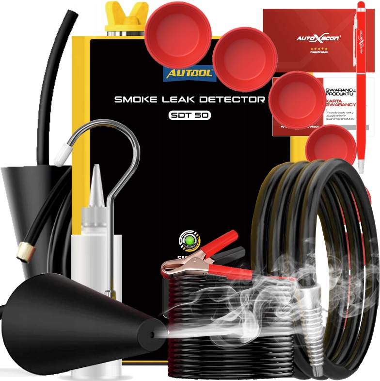Detektor Úniku Kouře Autool Vestavěná Pumpa Kužel Manometr Sada Zátek Bonus!