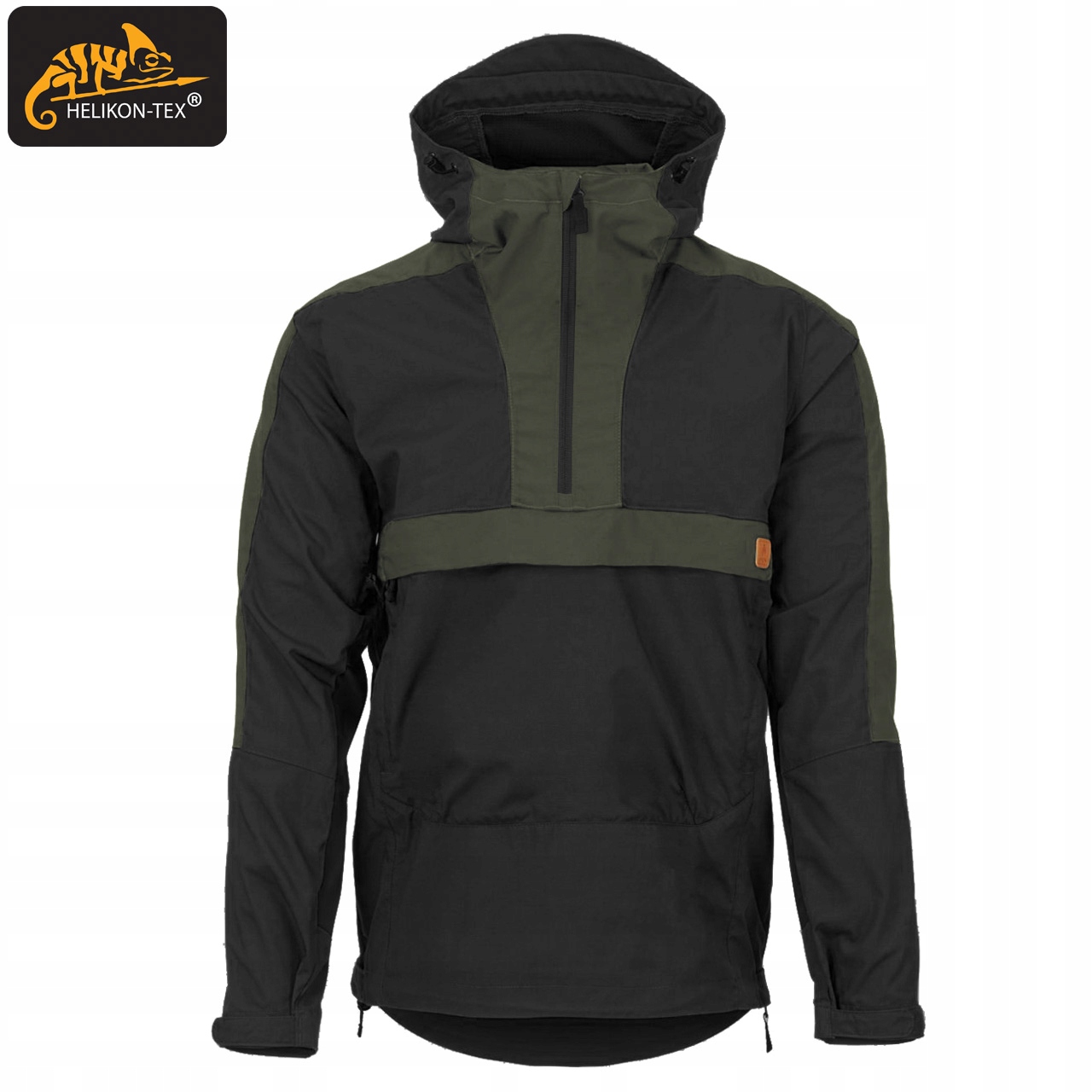 Kurtka Kangurka HELIKON WOODSMAN Anorak Trekkingowa Czarna /Taiga Green XL Kolekcja Bushcraft Line