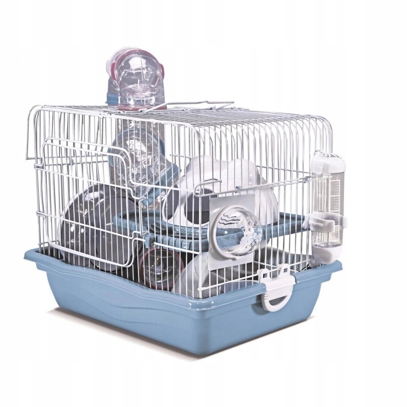 Klatka dla gryzoni, 35,5x26,6x27,5 cm, biało/niebieska