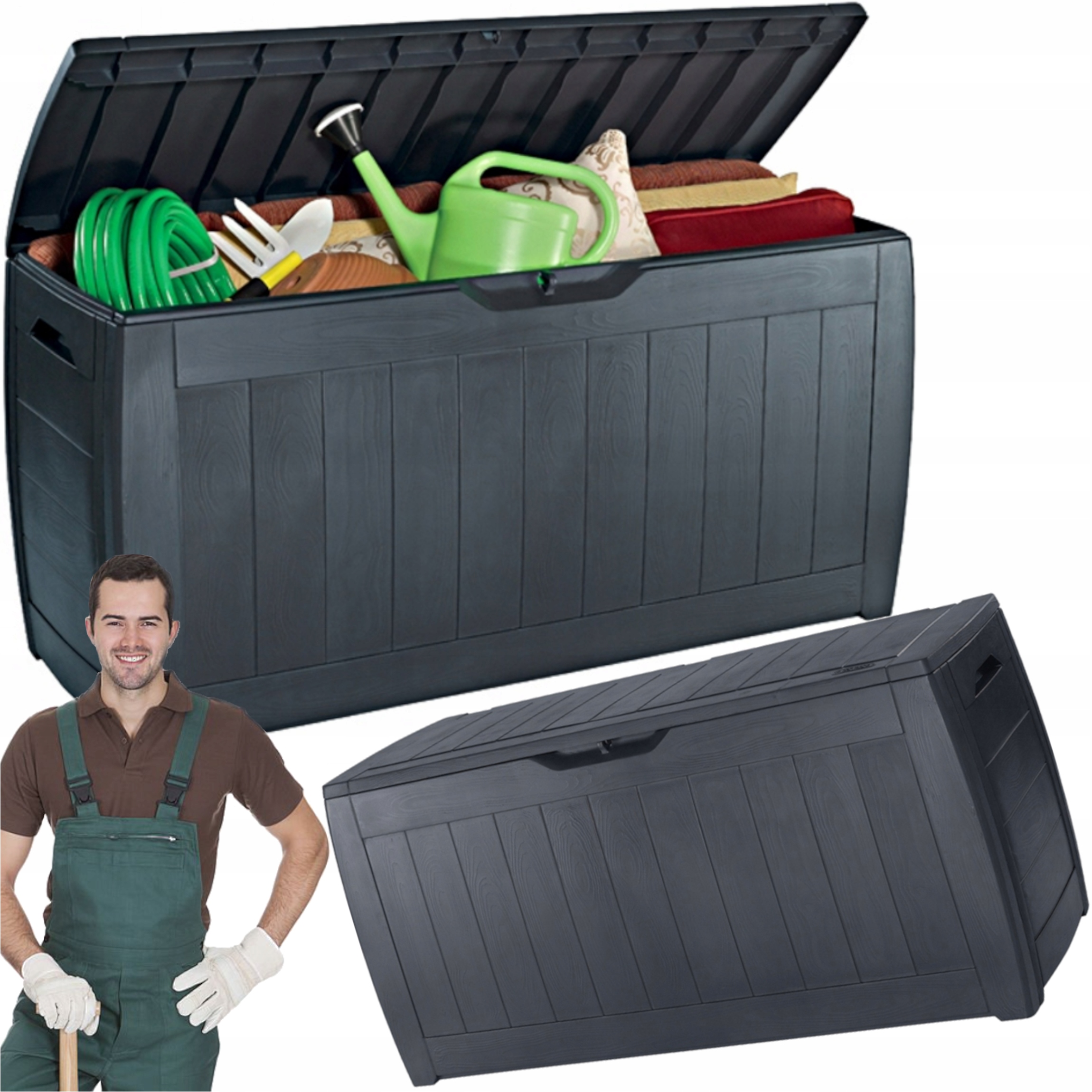 Skrzynia Ogrodowa Antracyt Kufer Balkonowy Idealny Na Taras I Do Ogrodu