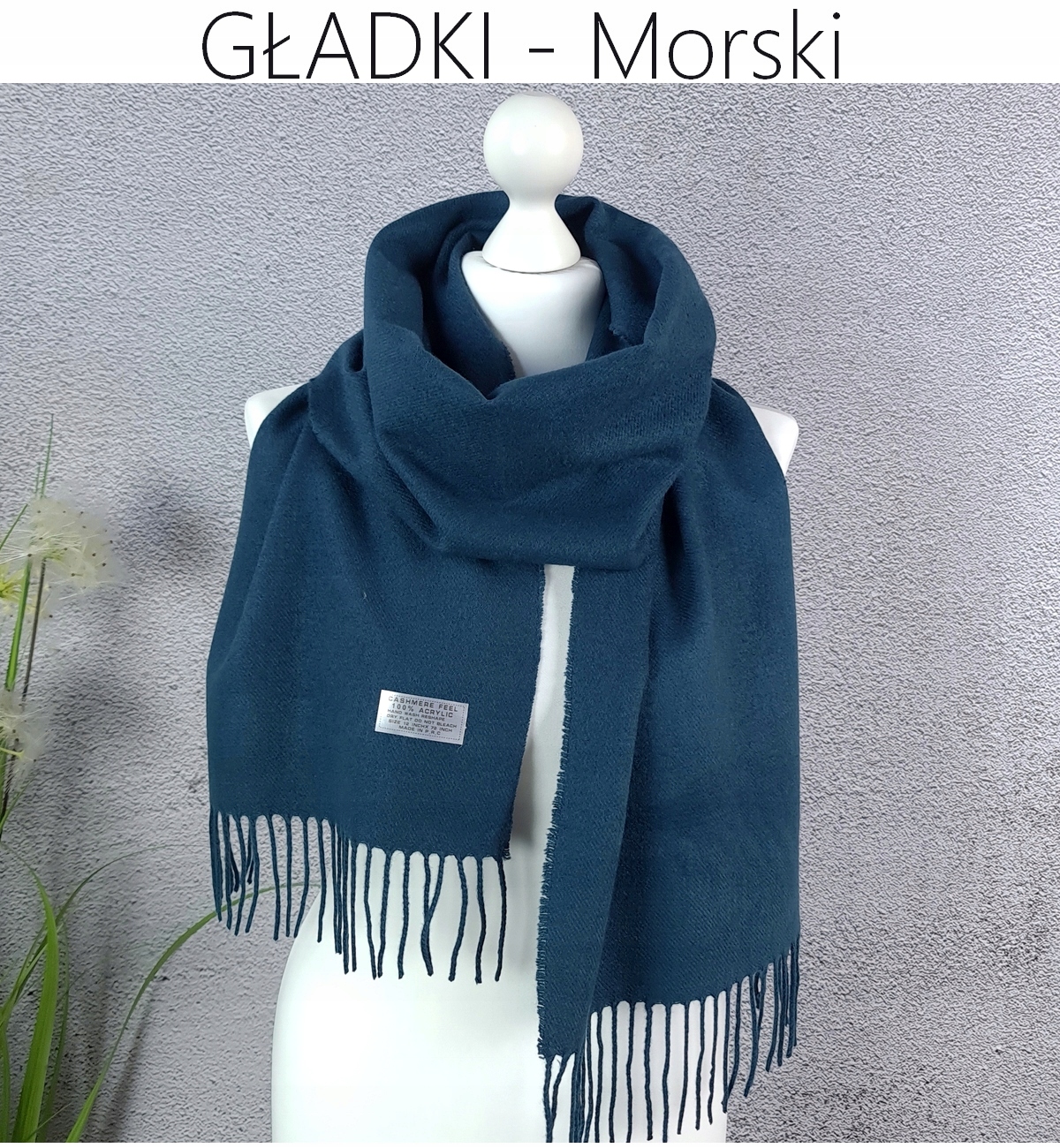 CIEPŁY SZAL GŁADKI zimowy SZALIK KASZMIROWY KOLORY Wzór dominujący kwiaty