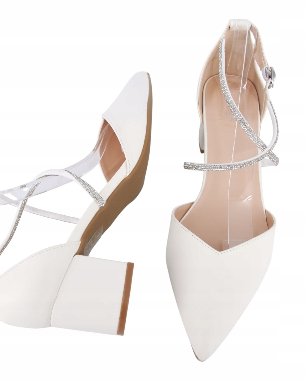 Lodičky Eko Kůže Na Nízkém Podpatku, Sandály S Bílými Zirkony, Dámské, Velikost 43