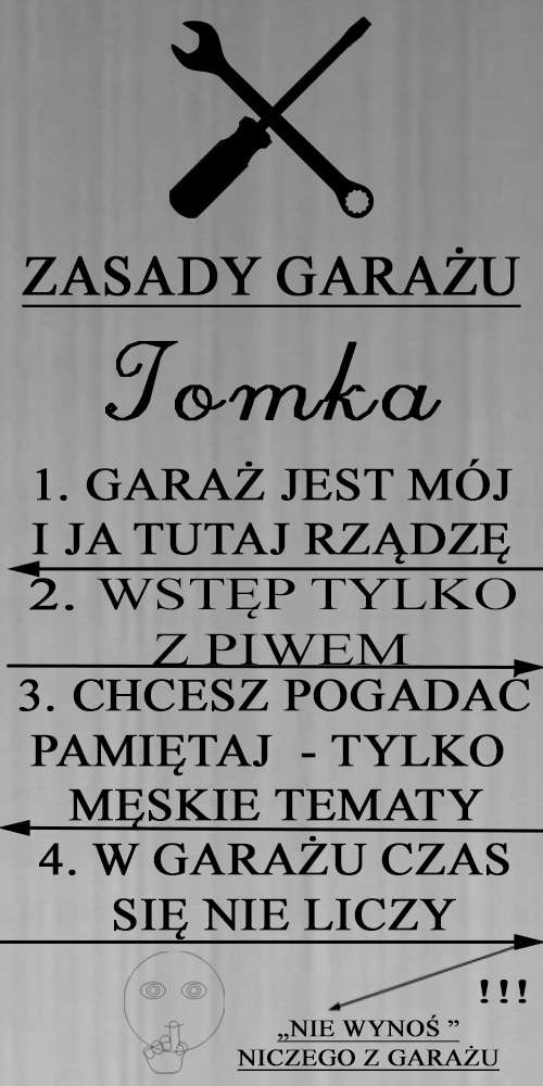 dárek Garážová Pravidla Štítek Ocel Gravírování Jméno