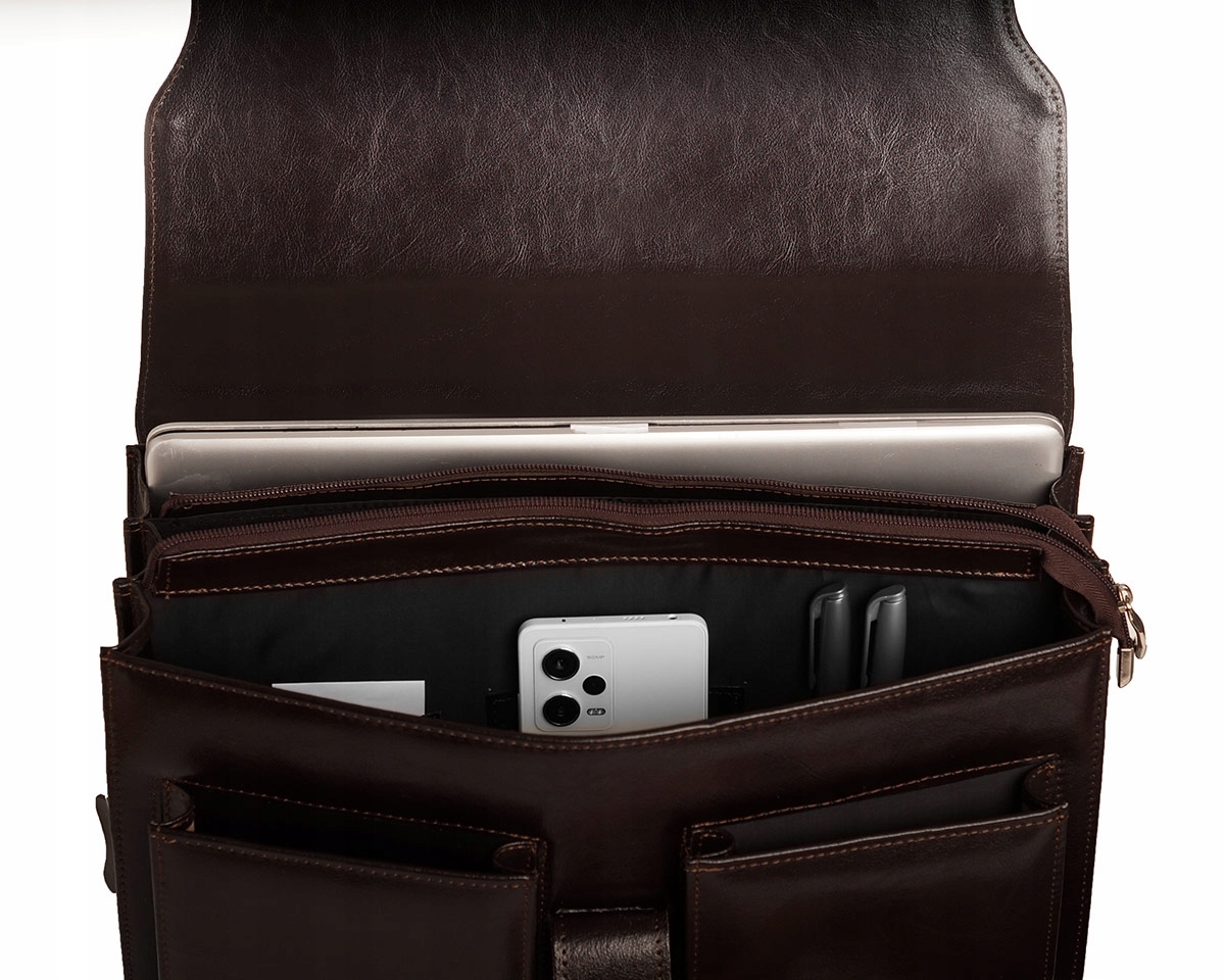 AKTÓWKA TECZKA NA DOKUMENTY SOLOME OSAKA SKÓRZANA Kolor brązowy