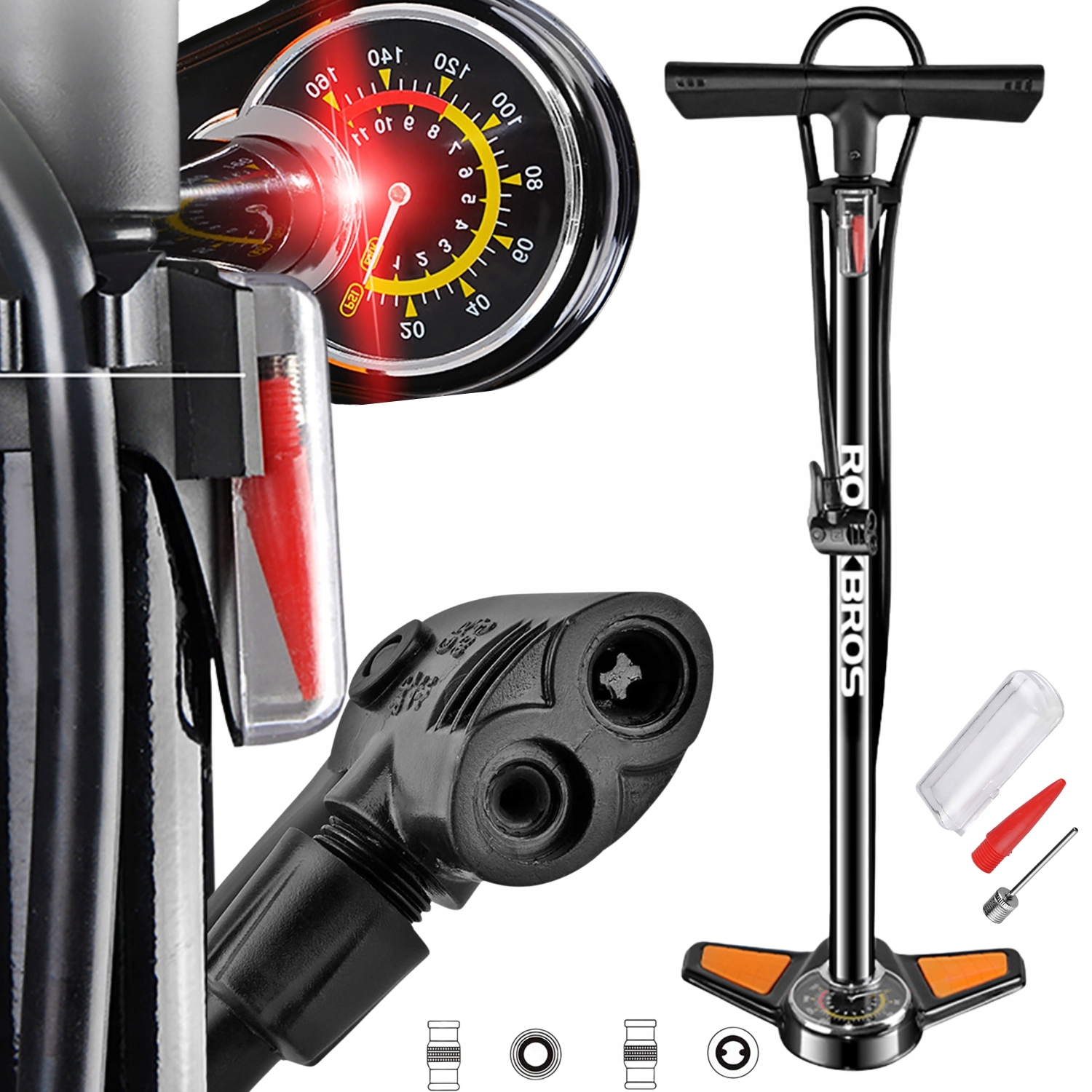 Pumpa Na Kolo S Manometrem Na Podlahu Pro Ruční Pneumatiky Rockbros