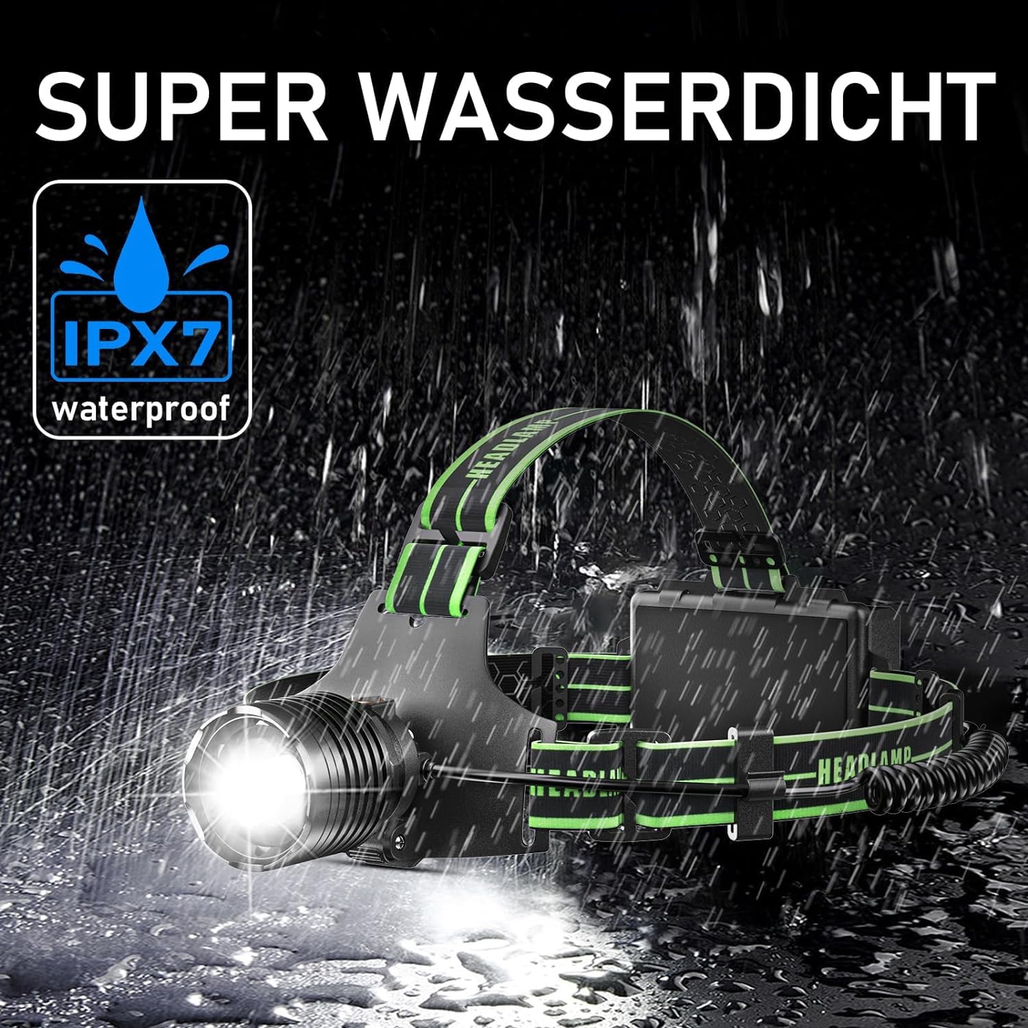 SOGDECO Latarka Czołowa LED 90000 Lumenów 7800mAh IPX7 na Camping — miniatura 8