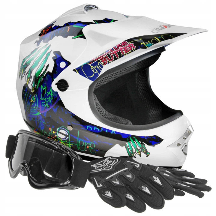 

Kask Dziecięcy Cross Enduro S Gogle Rękawice