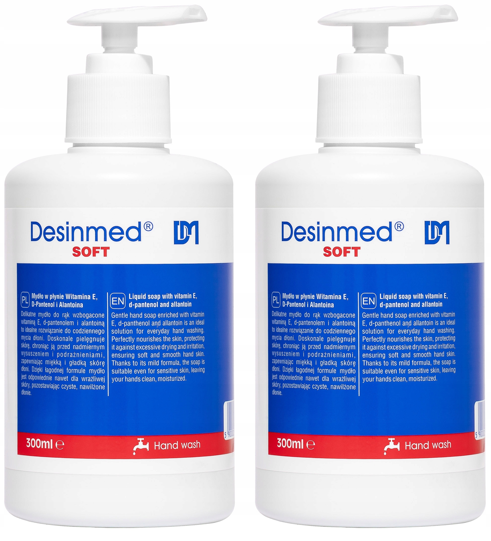 2x Tekuté Mýdlo Desinmed Soft 300 ml s vitamínem E, D-pantenolem a alantoinem