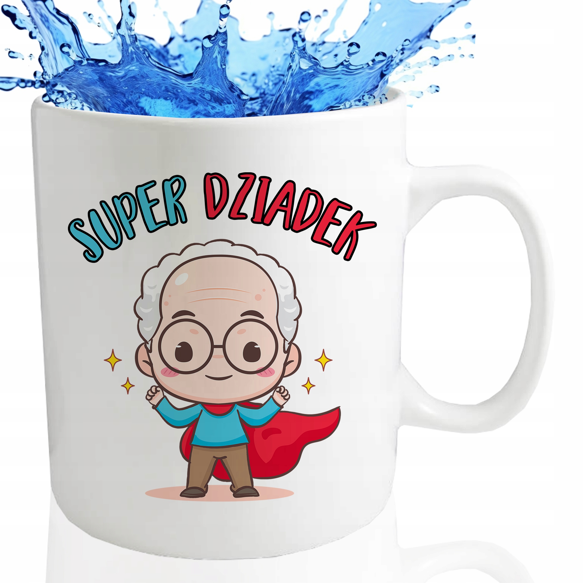 Bögre Big XXL Fehér Ajándék Nagypapa Napjára Születésnapra Szuper Nagypapa Minták