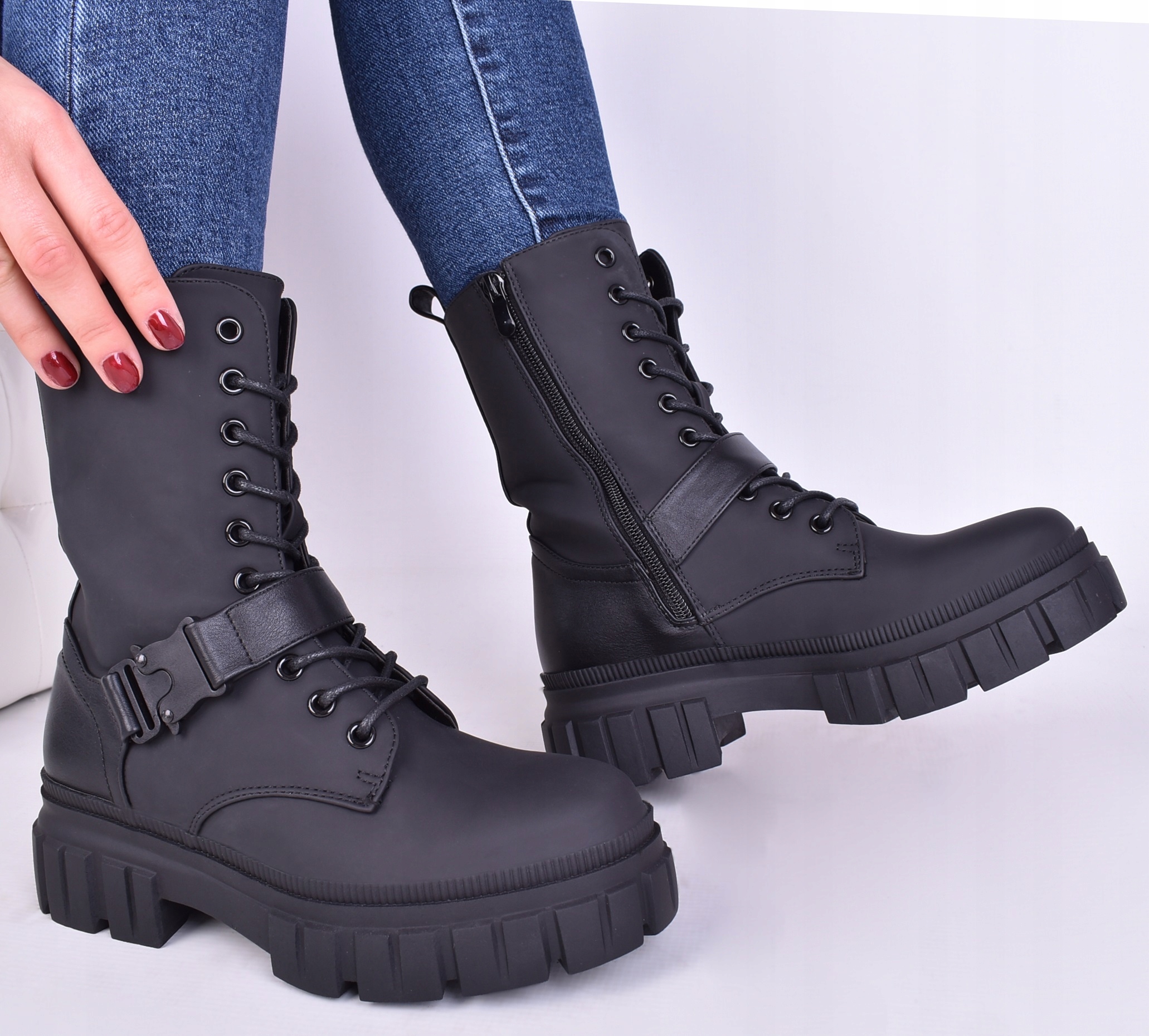 MODNE GLANY PŁASKIE WORKERY SKÓRZANE CZARNE MODNE Rozmiar 36