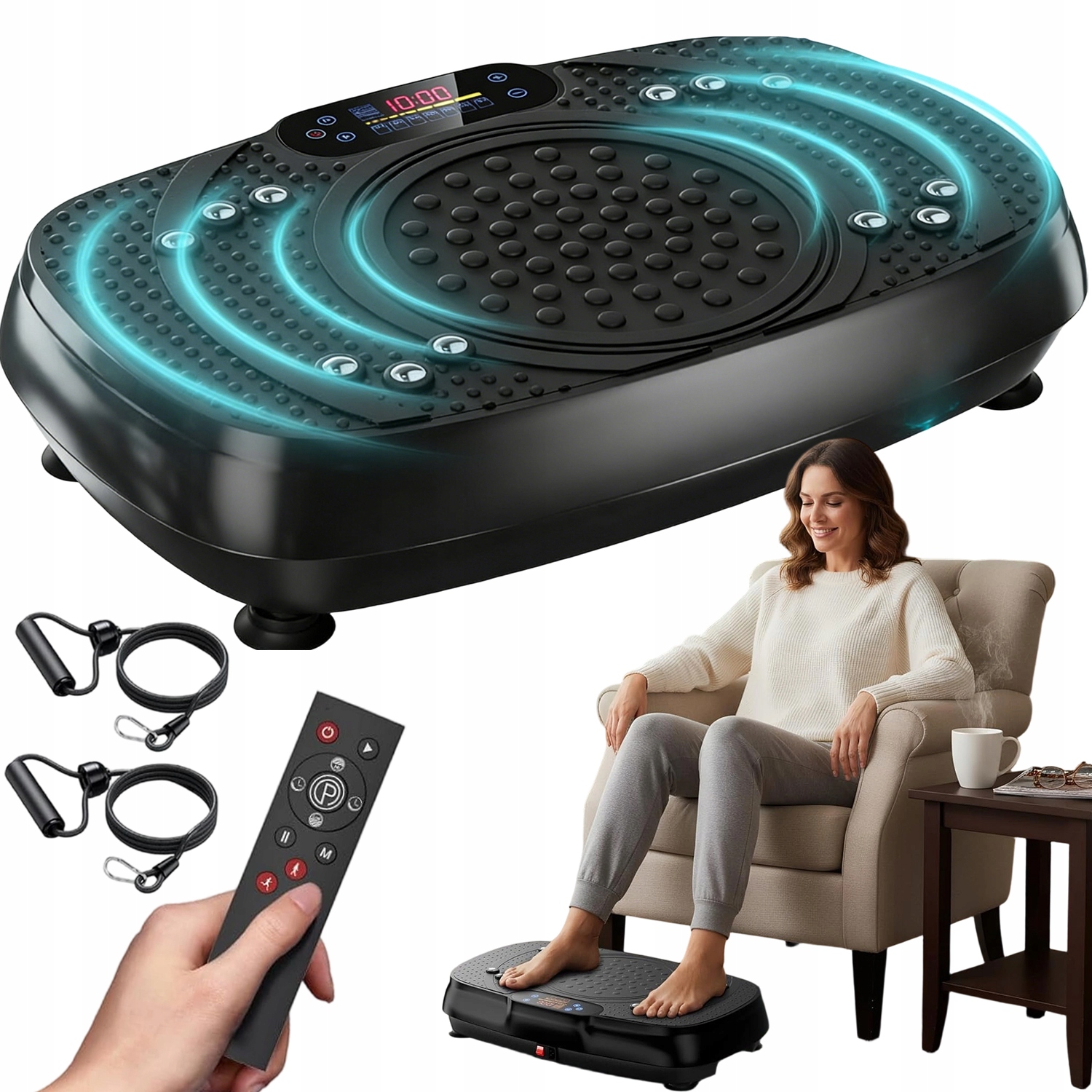 Elektrická Vibrační Deska Masážní Přístroj 5 Režimů S Odporovými Páskami A LCD Displejem