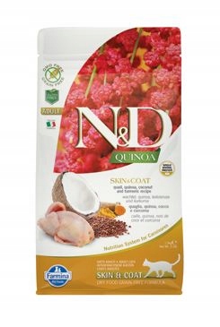 Levně N&d Quinoa Cat Gf Skin & Coat, Quail & Coconut Adult 1,5 kg