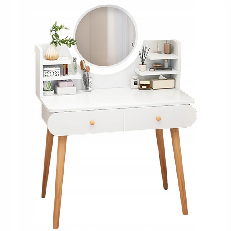 Kozmetická Toaletka Zrkadlo Make-up Biela Veľká Škandinávska Loft Moderná