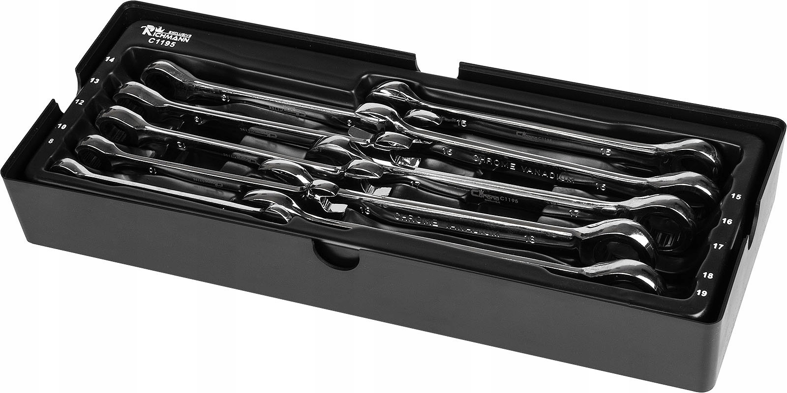 WKŁAD KLUCZE Z GRZECHOTKĄ 72 ZĘBY 8-19 MM 10 ELEM. Marka Corona/Richmann