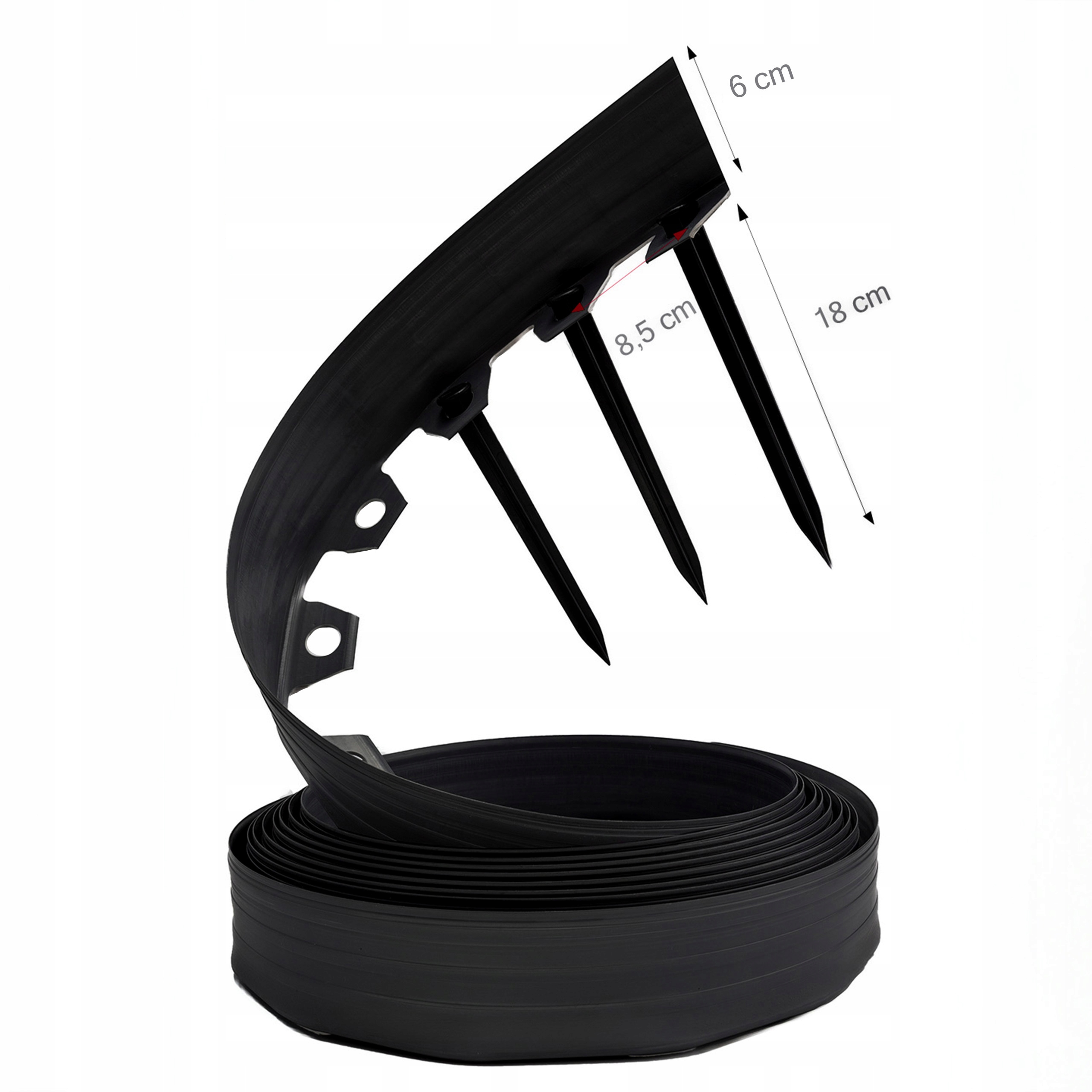 Obrzeże Ogrodowe 20m czarny wys. 6cm trawnikowe tworzywo sztuczne kotwy