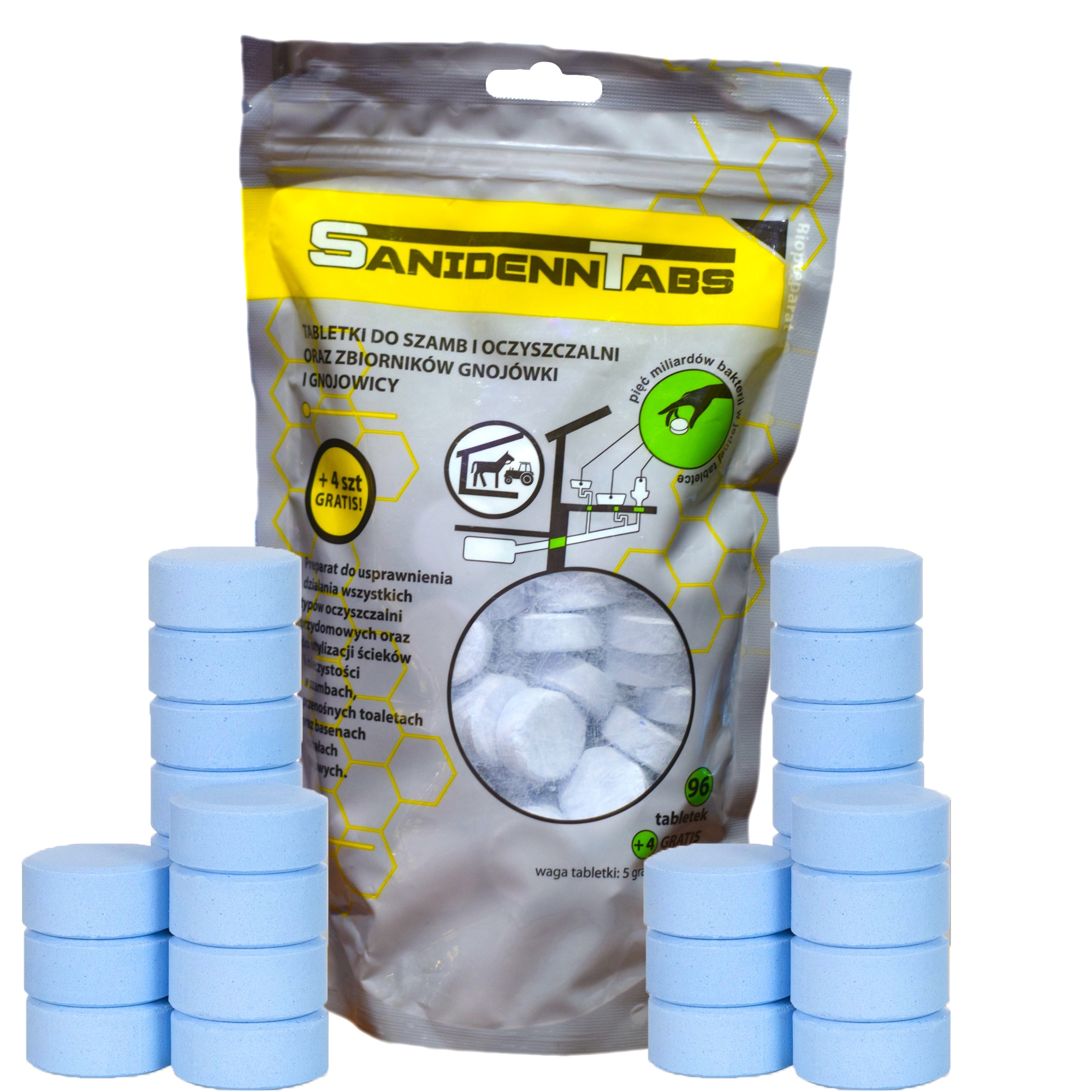 Sanidenn Bio tabletki bakterie do oczyszczalni szamba kożuch tłuszcze 96+4