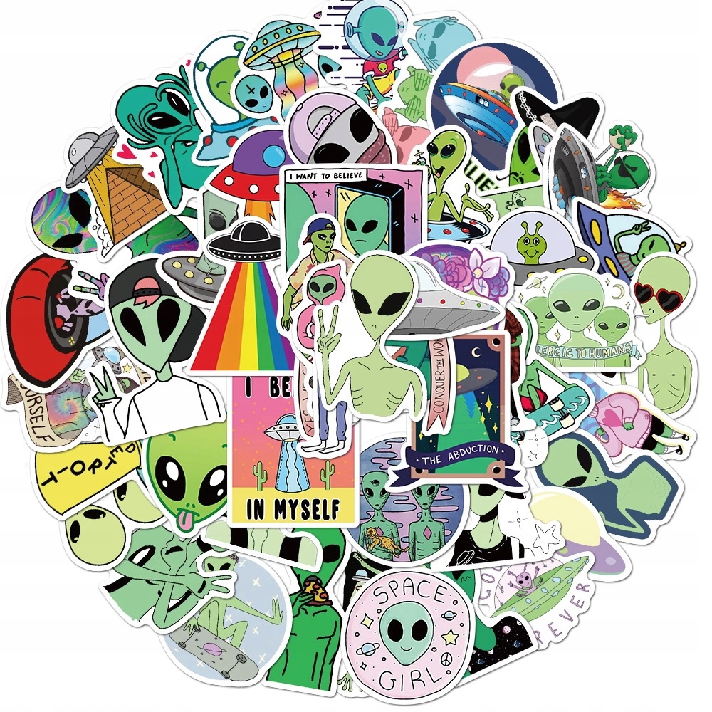 

Wlepy Zestaw naklejek Sticker bomb MIX Ufo 50 szt