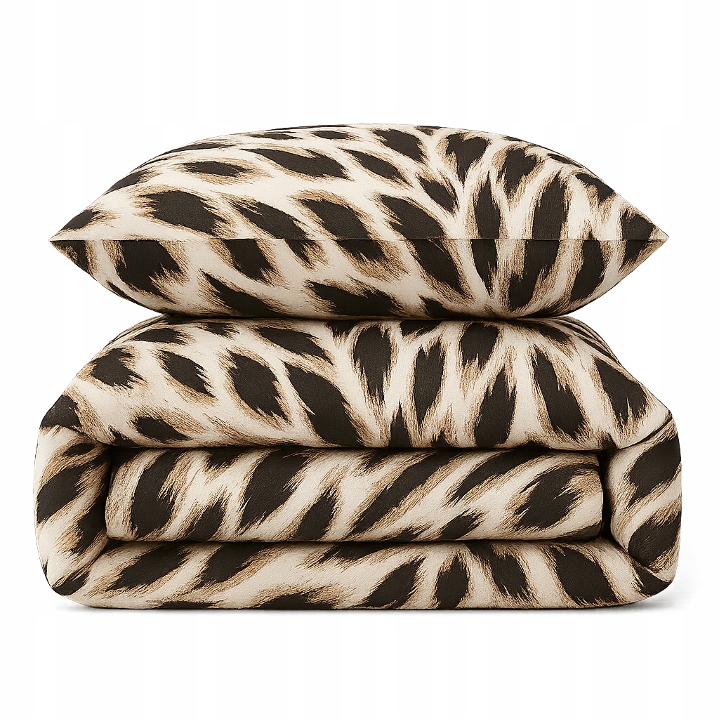 Pościel bawełniana 160x200 poszewki naturalna bawełna brązowa pantera