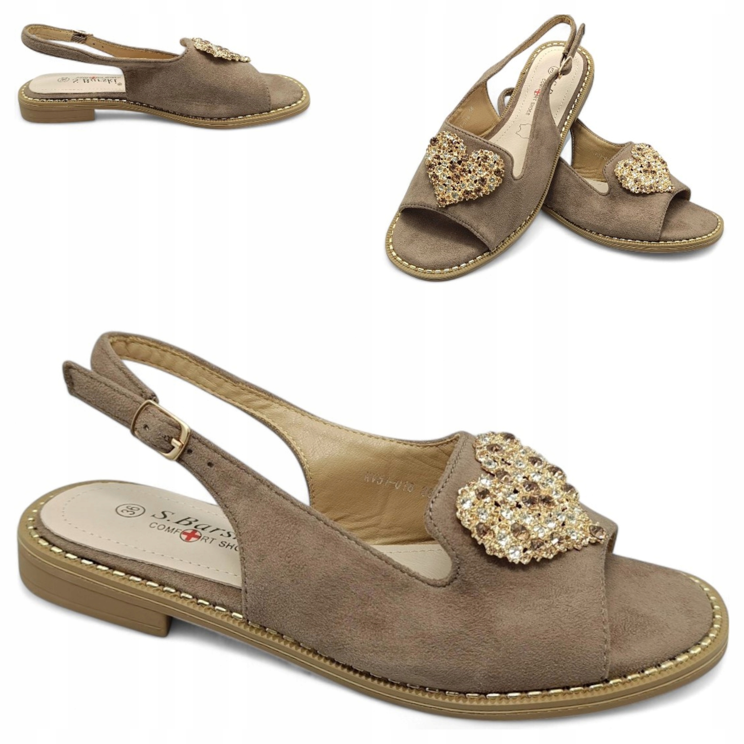 Dámské sandály Elegantní Ploché 36 Nastavitelné Nazouvací Béžové S.Barski