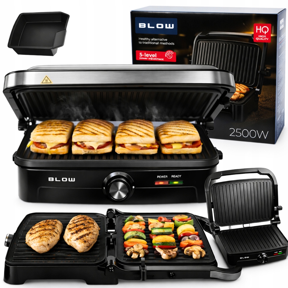 Elektrický Grilovací toustovač na sendviče panini Rozkládací 180° 2500W