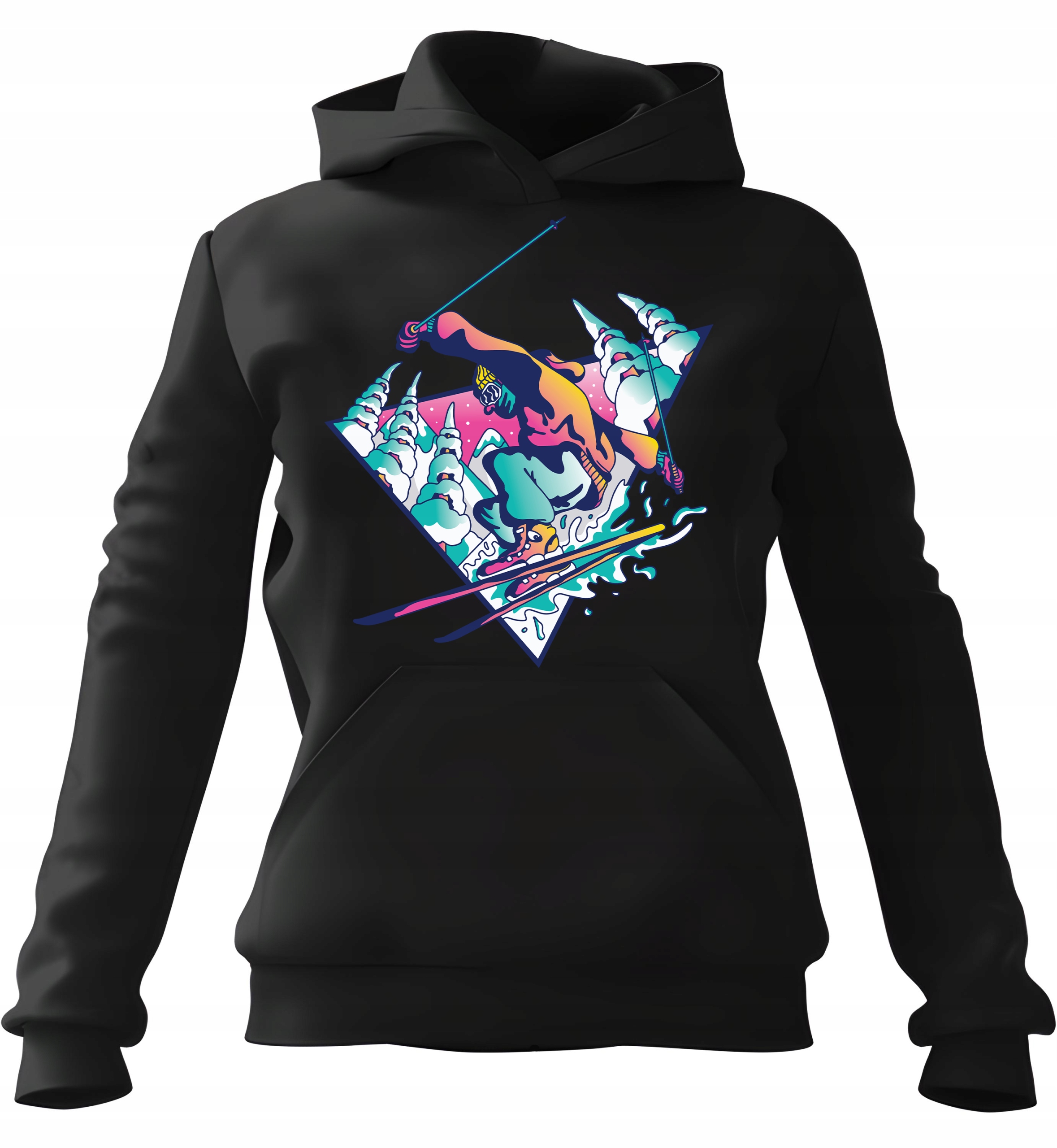 pánská mikina s kapucí Retro Skiing černá 2XL pro muže, muže a muže