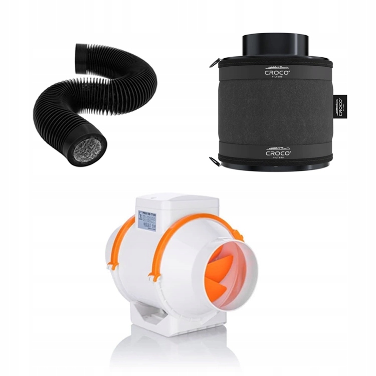 Ventilační sada 100 mm ventilátor 145-187 m3/h 2 rychlostní stupně filtr 240 m3/h