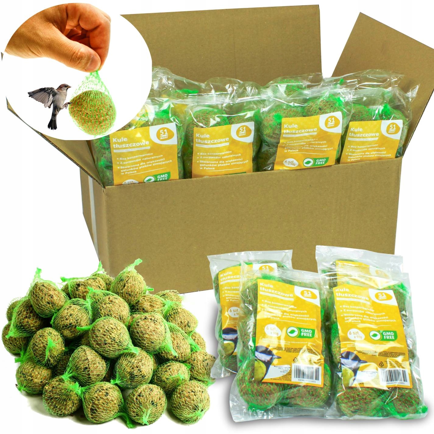 Levně Tukové Kuličky Pro Ptáky Krmivo Se Slunečnicí Zrno Sada Karton 96x90G