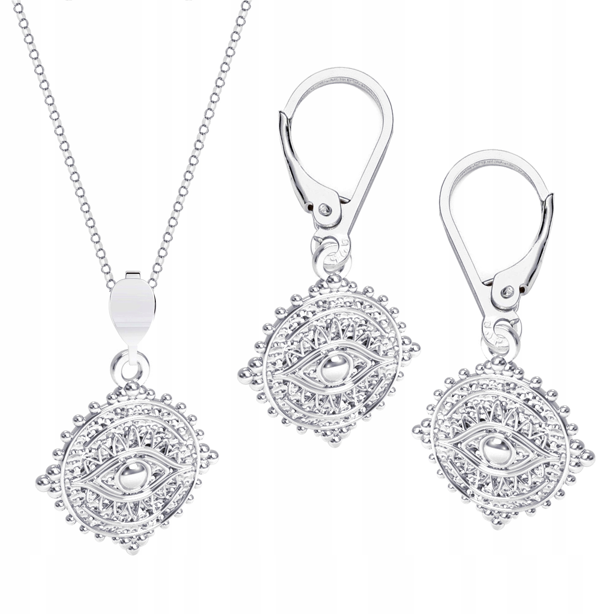 Sada stříbrných šperků Nazar Oko proroka Talisman ochrany Stříbro 925