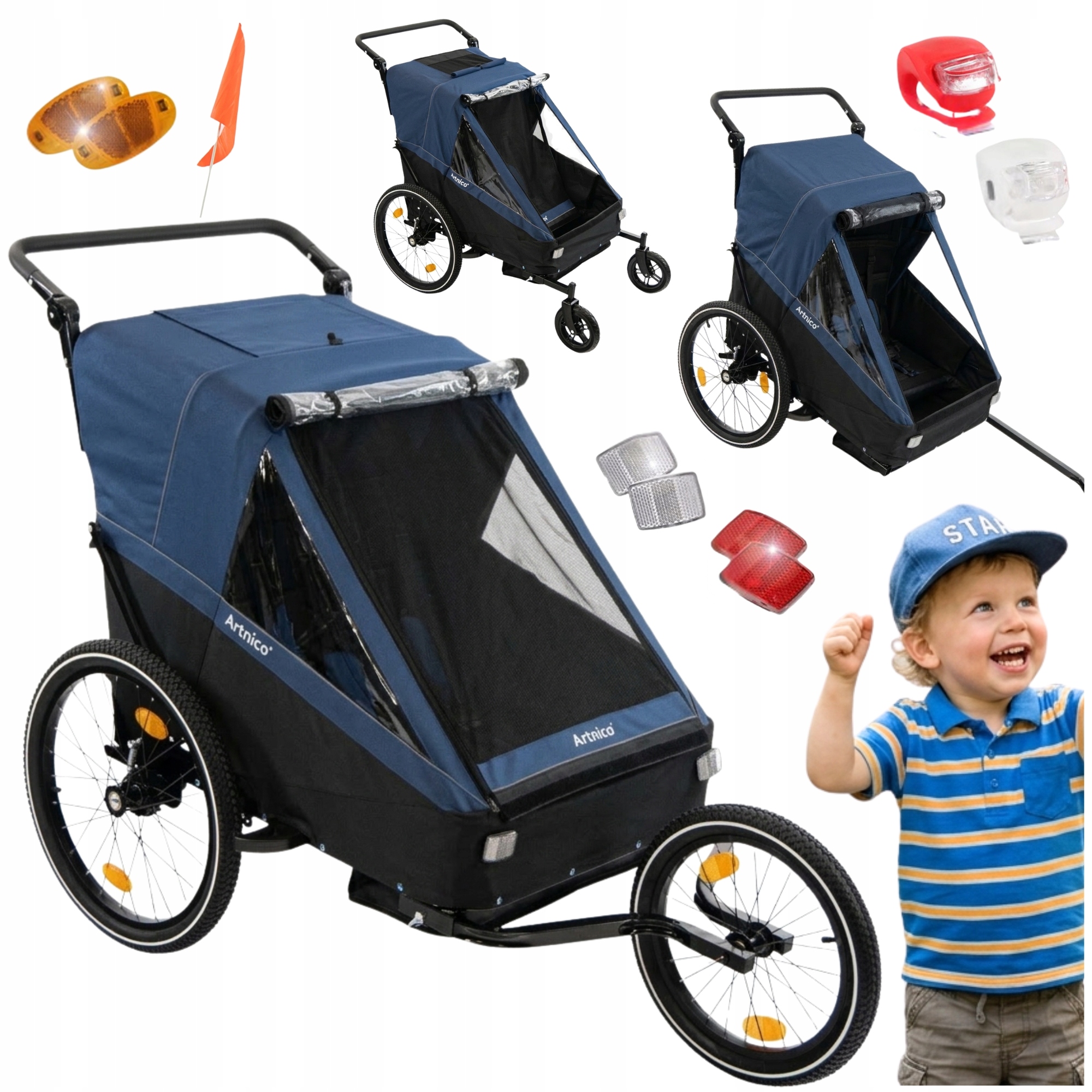 PRZYCZEPKA ROWEROWA DLA DZIECKA DZIECI WÓZEK JOGGER SKŁADANA TRAIL 3W1 PRO