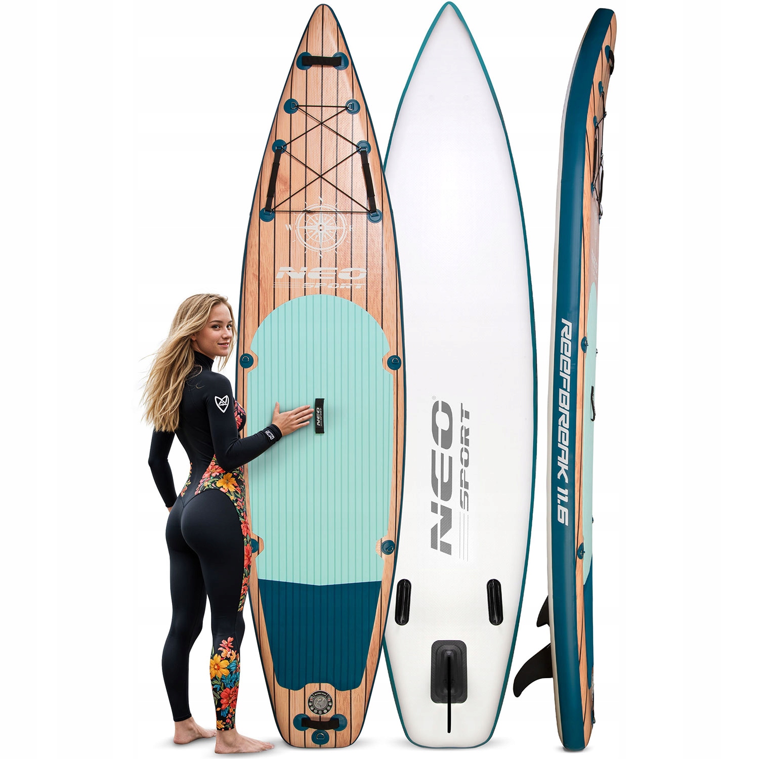 DESKA SUP PADDLEBOARD DO PŁYWANIA Z WIOSŁEM POMPOWANA DUŻA 350X81X15 CM ZES Model 170104