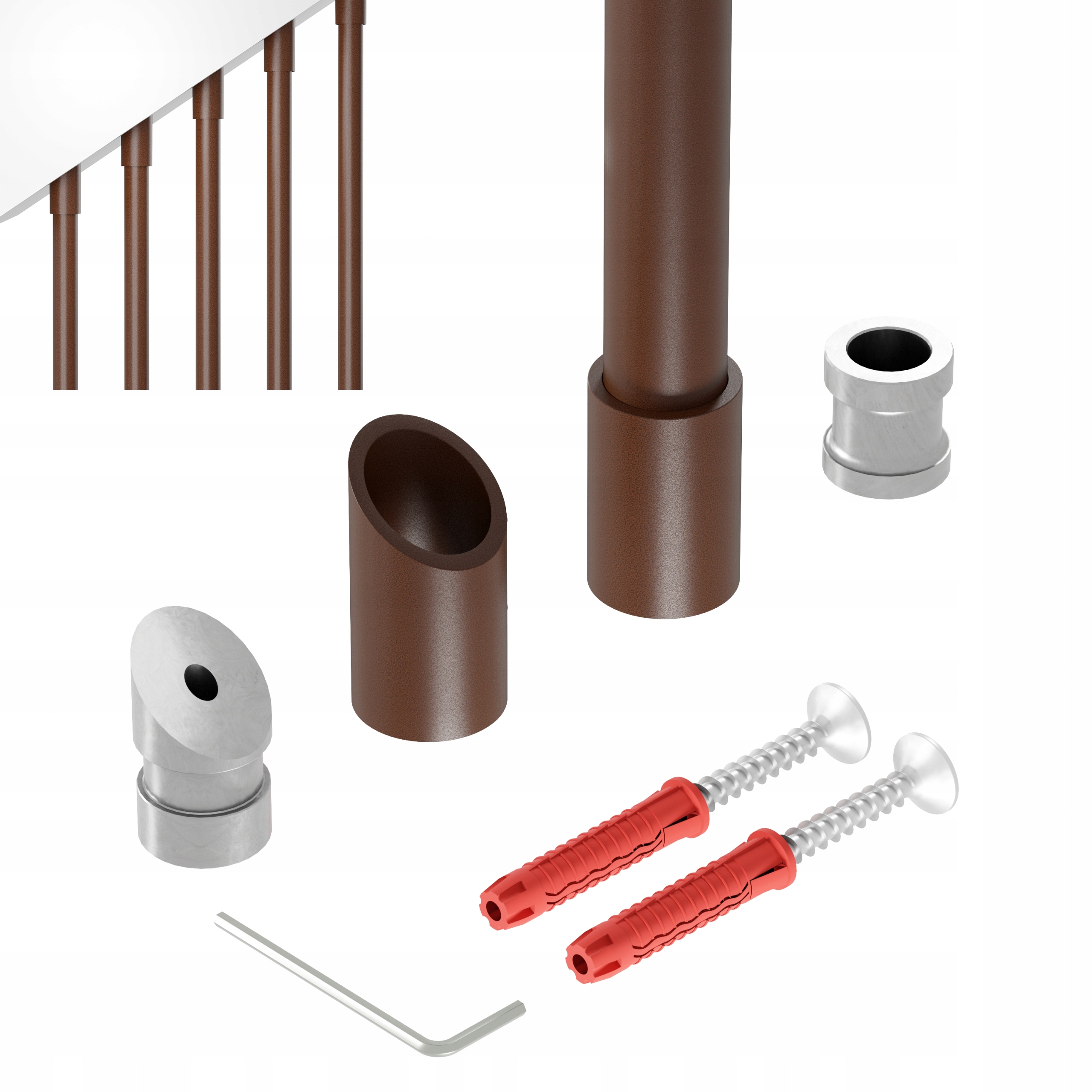 Zábradlí na schody šikmé 40 st tralka fi 20 mm bronz 400 cm Noa 40