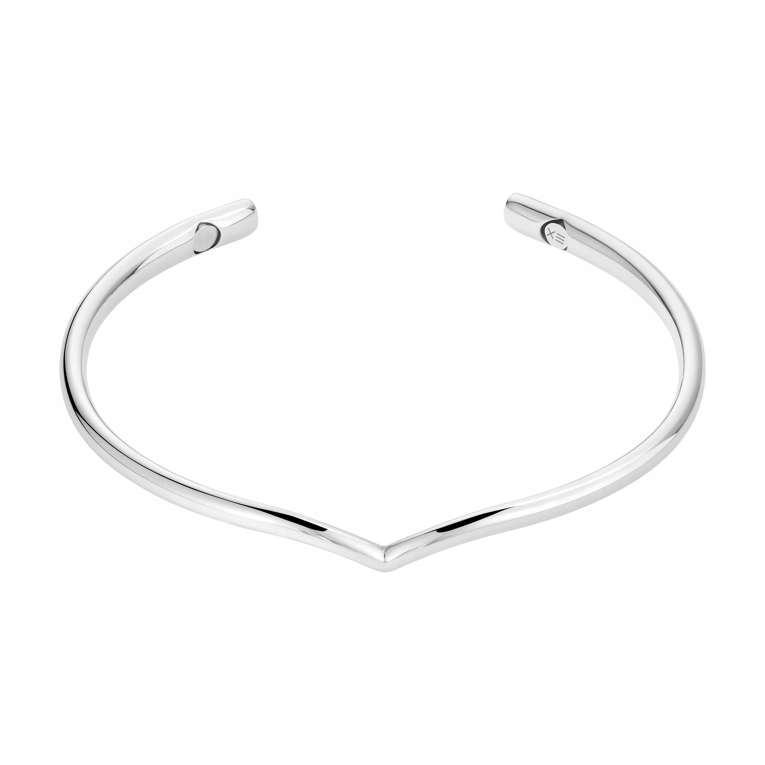 Pevný magnetický náramek Bangle Ocel Stříbrný Dámský zakřivený
