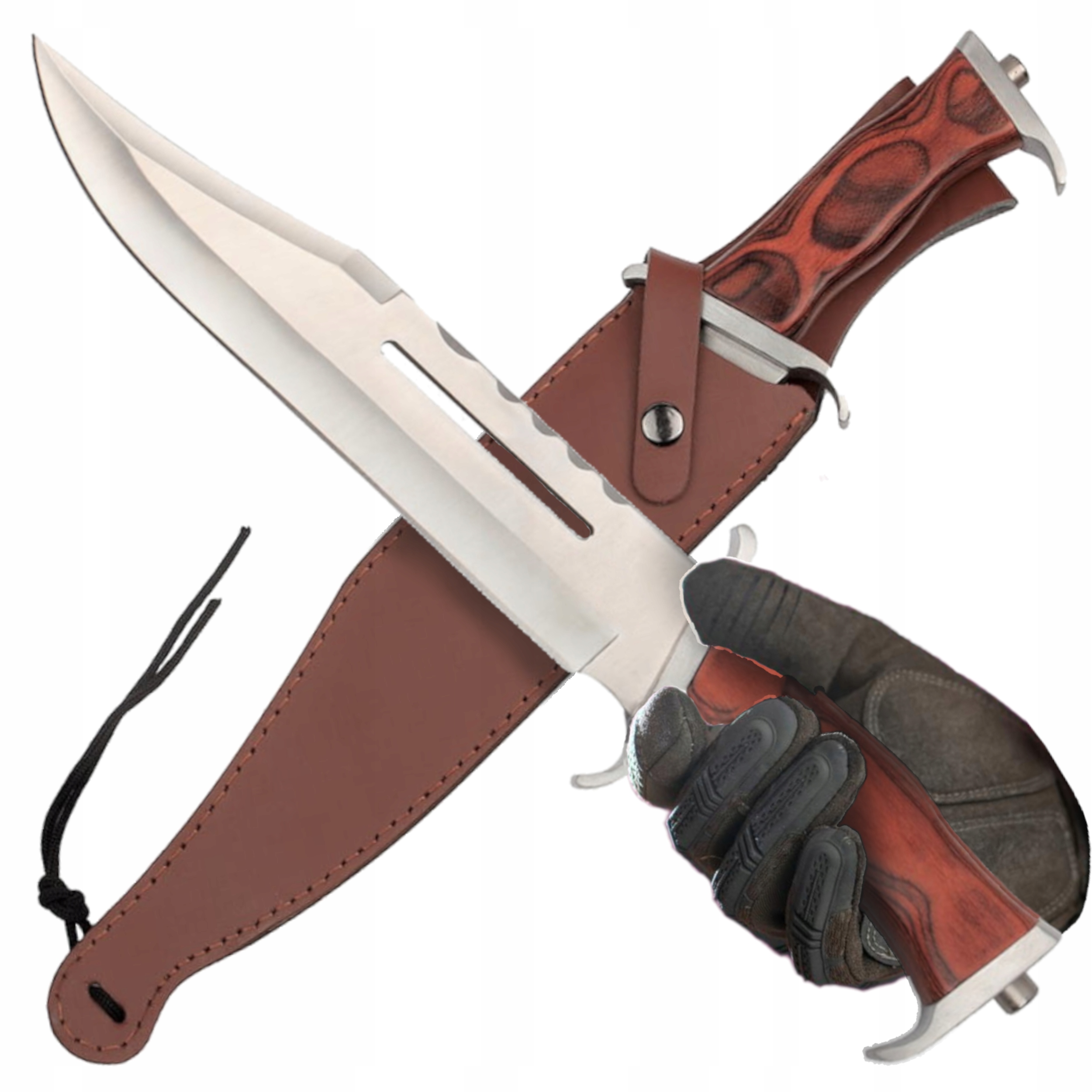 Nůž Rambo Part III Věrná Replika Výkonný Masivní Kožený Pouzdro Pro Přežití