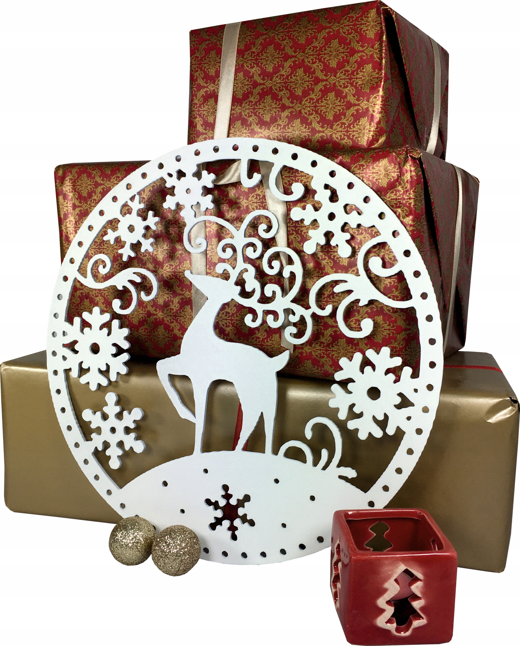 BOMBKA AŻUR RENIFER ZAWIESZKA ŚWIĘTA DEKOR 30CM