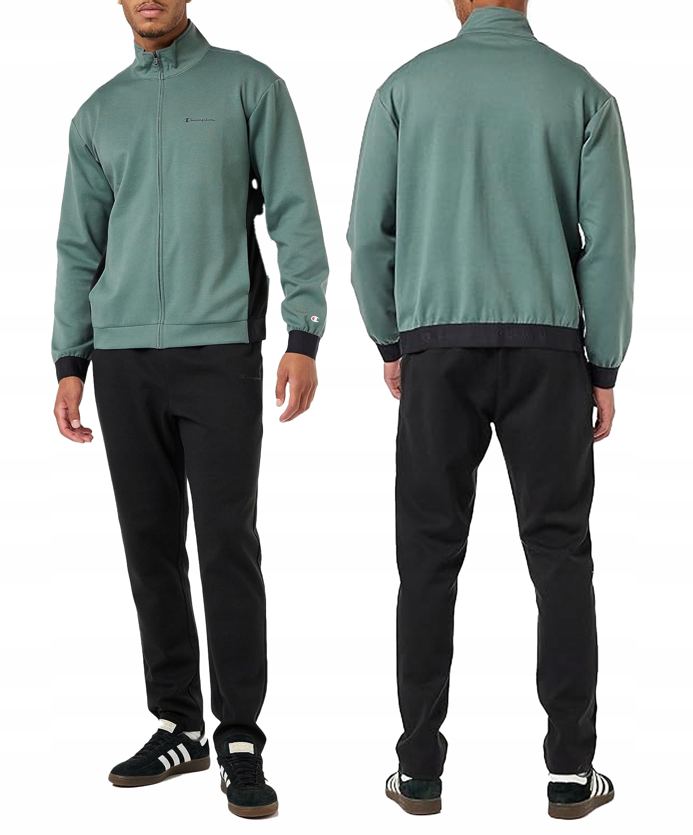 3346 Teplákovka Champion Pánský Rozepínací Komplet Bez Kapuce Black Green XL